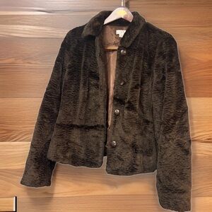 Ann Taylor LOFT | Women’s Brown Faux Fur Short Jacket Size 12
